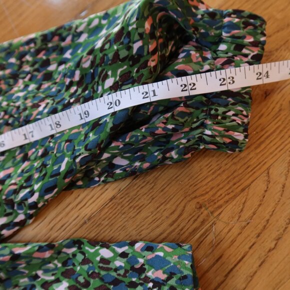 THE SHIRT ROCHELLE BEHRENS button down blouse green multi ruffle M cottagecore - Picture 9 of 10